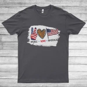 Peace Love America USA Flag 4th of July Unisex T-Shirt