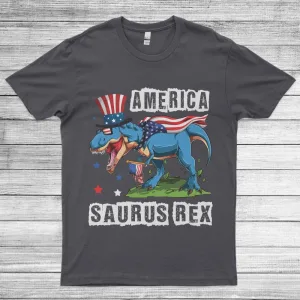 America Saurus Rex Funny 4th of July America Flag Unisex T-Shirt