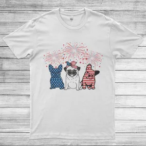 I Love Animals I Love Dogs Funny 4th Of July America Flag Unisex T-Shirt