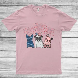 I Love Animals I Love Dogs Funny 4th Of July America Flag Unisex T-Shirt