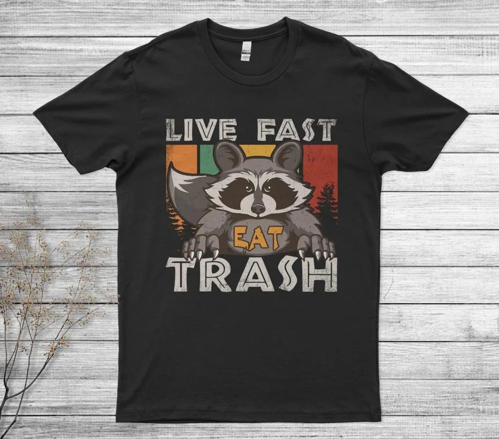 Live Fast Eat Trash Funny Raccoon Camping Vintage T-Shirt