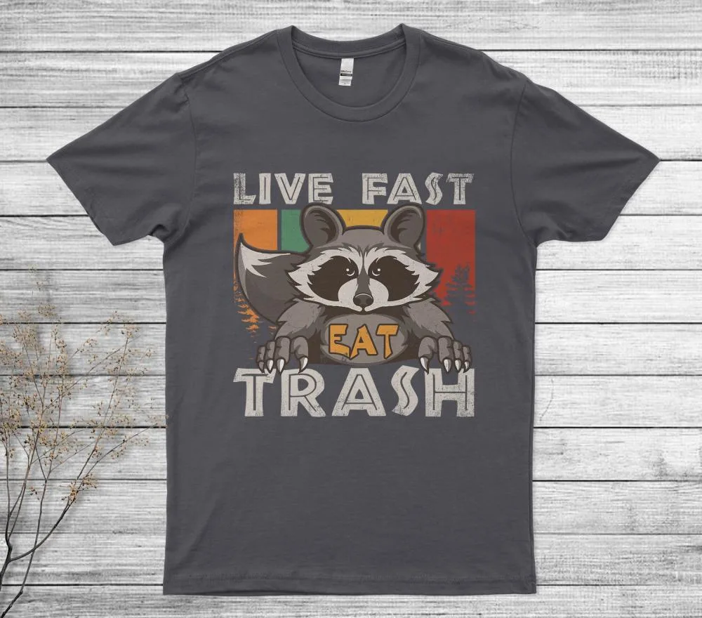 Live Fast Eat Trash Funny Raccoon Camping Vintage T-Shirt