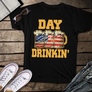 Day Drinking Beer American Flag July 4th Unisex T-shirt