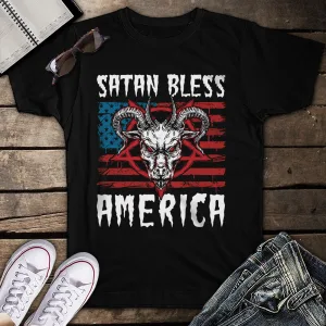 Satan Bless America American Flag 4th Of July Unisex T-shirt