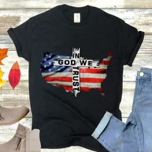 In God We Trust 4th of July American Flag Cross Patriotic Unisex T-shirt