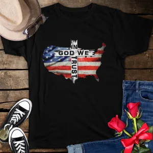 In God We Trust 4th of July American Flag Cross Patriotic Unisex T-shirt