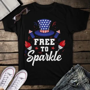 Free to Sparkle Patriotic Hat America Flag 4th of July  Unisex T-Shirt