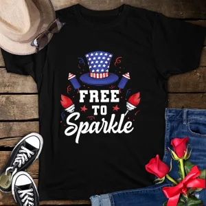 Free to Sparkle Patriotic Hat America Flag 4th of July  Unisex T-Shirt