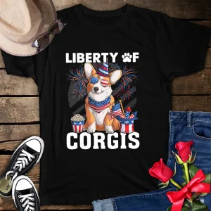 Liberty of Corgis 4th of July Patriotic Unisex T-Shirt