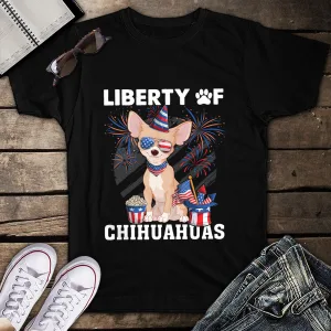 Liberty of Chihuahuas 4th of July Patriotic Unisex T-Shirt