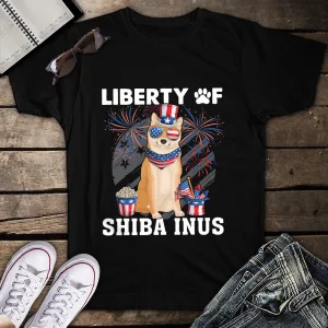 Liberty of Shiba Inus 4th of July Patriotic Unisex T-Shirt