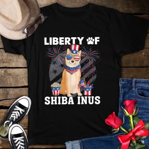 Liberty of Shiba Inus 4th of July Patriotic Unisex T-Shirt