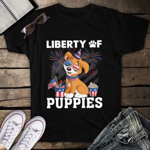 Liberty of Shiba Inus 4th of July Patriotic Unisex T-Shirt