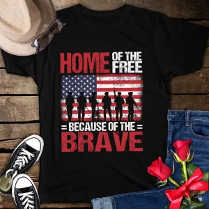 Home Of The Free Because Of The Brave Veteran American Flag 4th of July Unisex T-Shirt