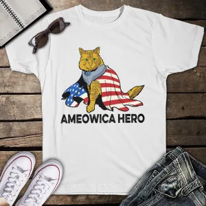 Ameowica Hero Cat Mom 4th of July Patriotic Unisex T-Shirt