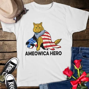 Ameowica Hero Cat Mom 4th of July Patriotic Unisex T-Shirt