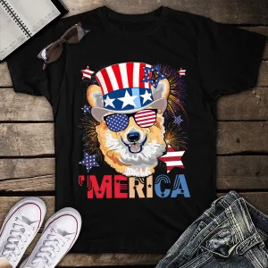 Merica Chihuahua Cigar American Flag Cap Fireworks 4th Of July Unisex T-Shirt