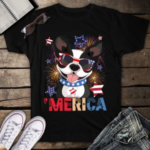 Merica Chihuahua Cigar American Flag Cap Fireworks 4th Of July Unisex T-Shirt