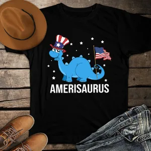 Amerisaurus Funny Dinosaur 4th of July Patriotic Unisex T-shirt