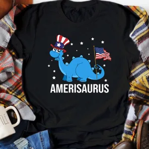 Amerisaurus Funny Dinosaur 4th of July Patriotic Unisex T-shirt