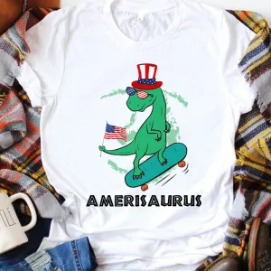 Amerisaurus Funny Dinosaur 4th of July Patriotic Unisex T-shirt