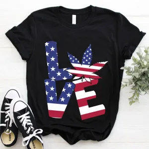 Patriotic American Flag Weed Marijuana Unisex T-Shirt