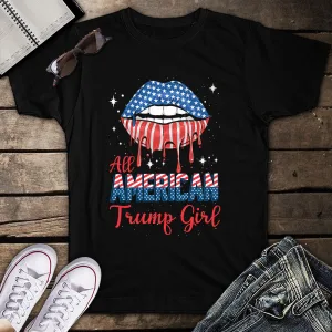 All American Trump Girl USA Flag Lips Unisex T-Shirt