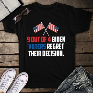 9 Out Of 4 Biden Voters Regret Their Decision American Flag Unisex T-Shirt