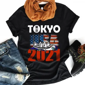 Tokyo 2021 KayakingTeam American US Flag Unisex T-Shirt