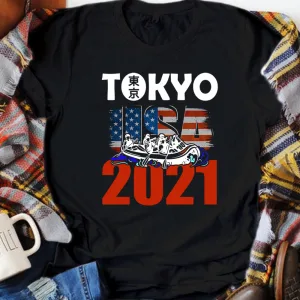 Tokyo 2021 KayakingTeam American US Flag Unisex T-Shirt